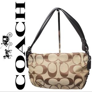 Coach Signature Jacquard Canvas Hobo Purse